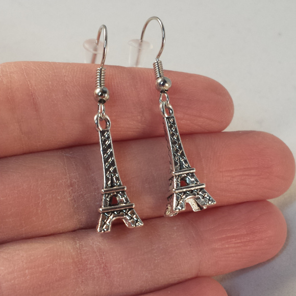 Kristy's Jewels Jewelry - Silver Eiffel Tower Earrings Hypoallergenic Hooks